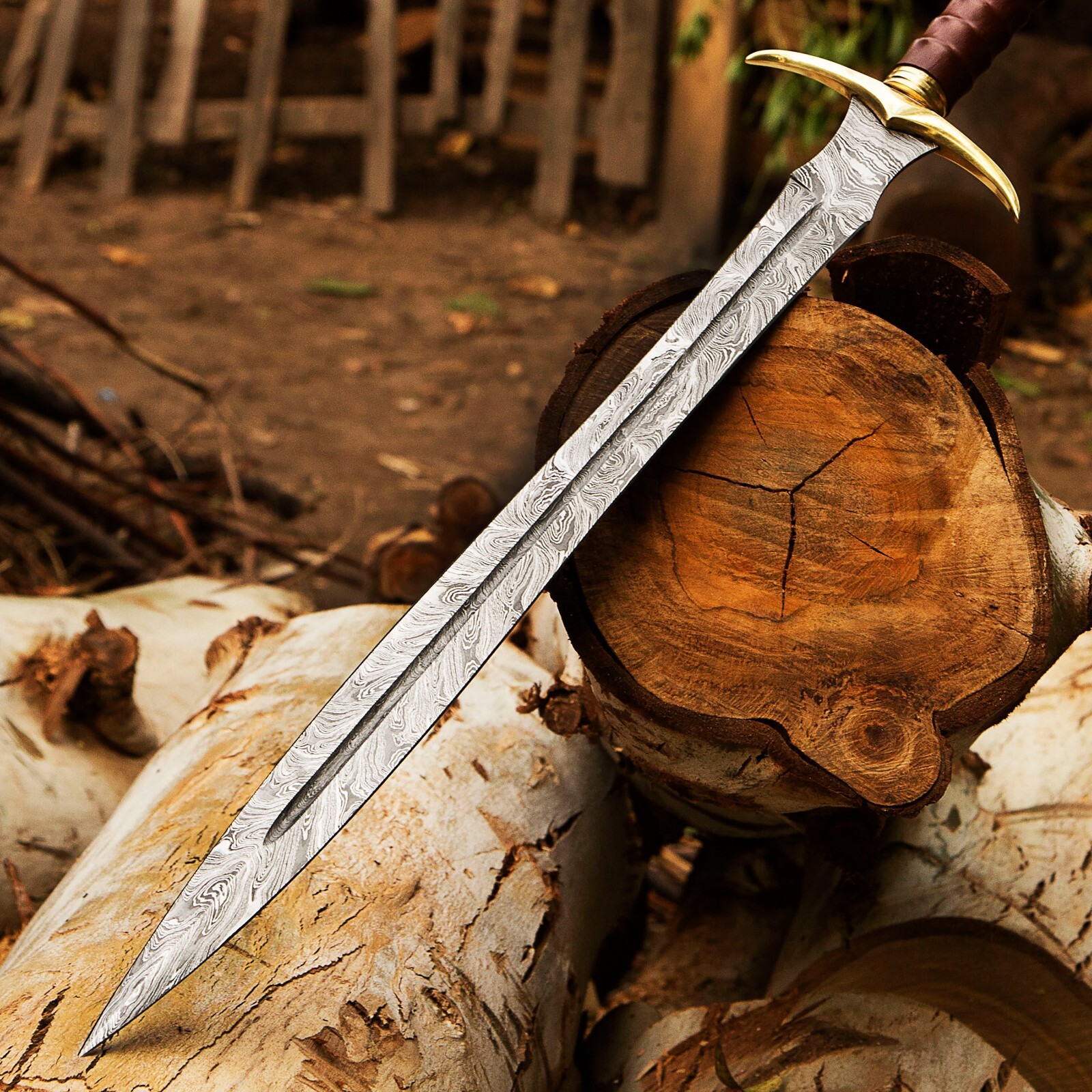Hand Forged Damascus Steel Viking Sword Medieval Sword Battle Ready With Sheath