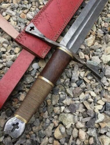 AWESOME SWORD CUSTOM HANDMADE 36 INCHES DAMASCUS STEEL HUNTING SWORD WITH SHEATH