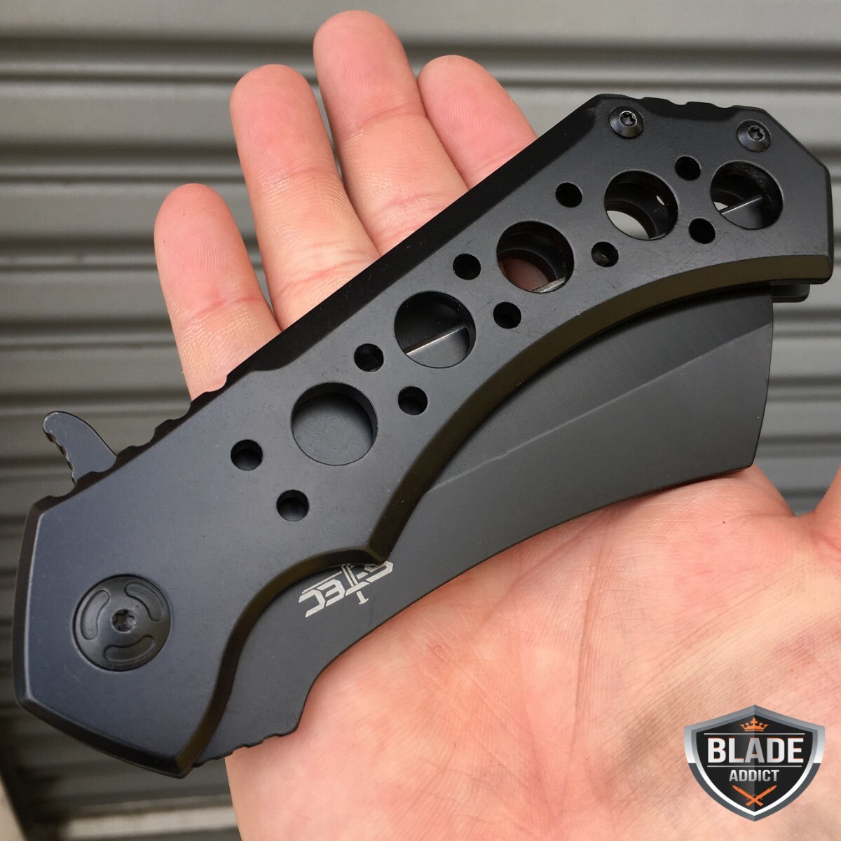 10″ HUGE CLEAVER BALL BEARING Assisted Pocket Folding Knife RAZOR Blade BLACK
