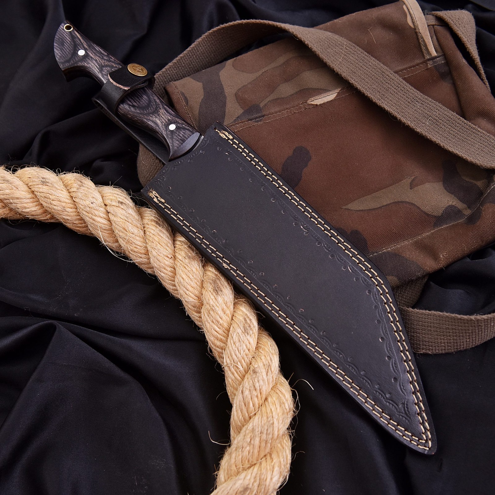 Viking Seax Knife Rail Carbon Steel Tactical Knife Bushcraft Knife W/Sheath