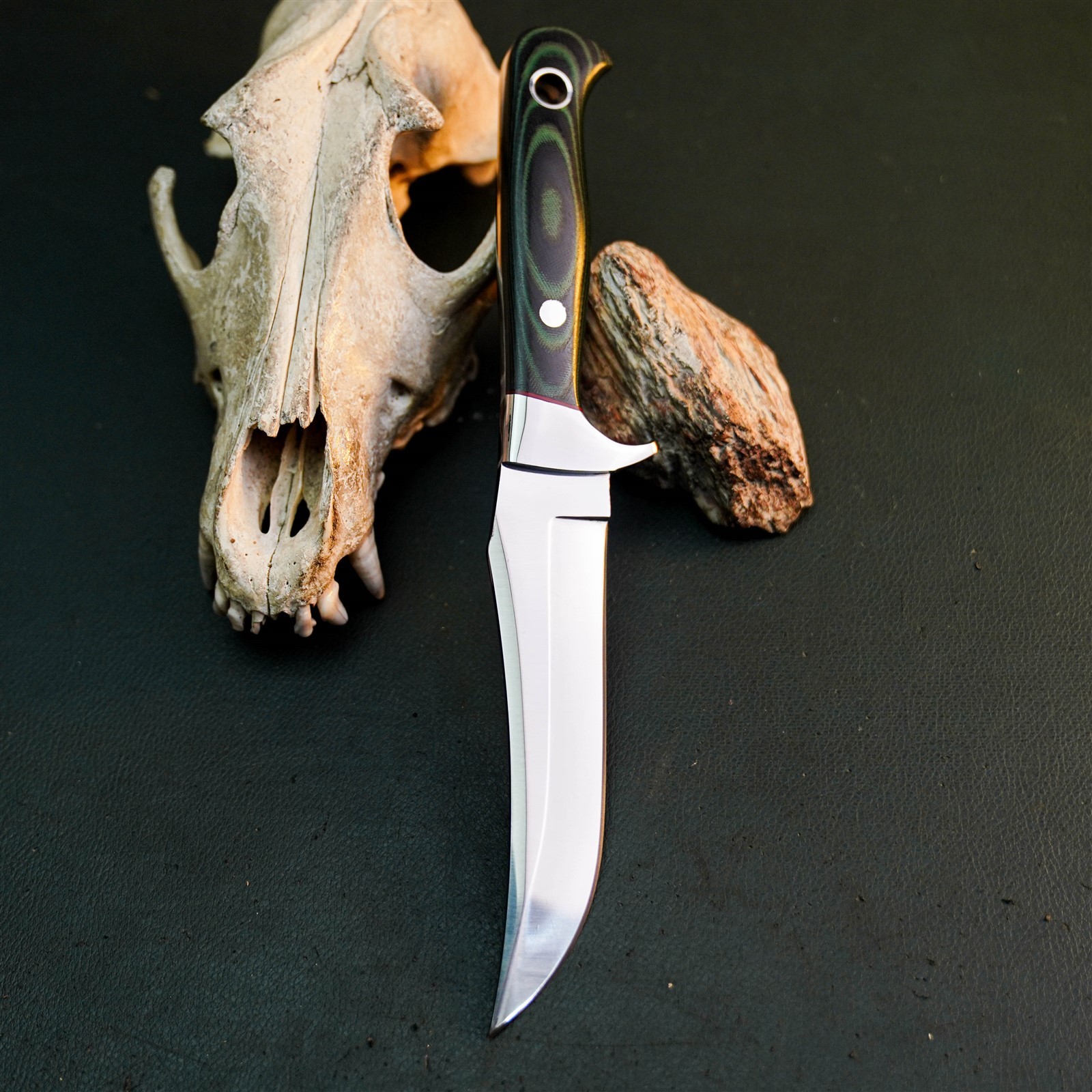 9.4″ Hunting EDC Stainless Knife Handmade Full Tang Micarta Handle + Sheath