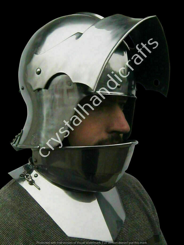 Antique Visored French Sallet Vintage Helmet With Bevor 15Th Century Model Sugar