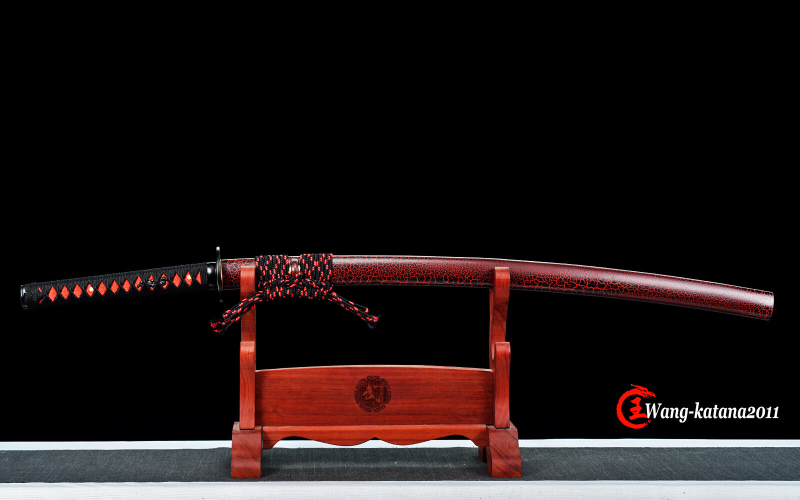 Unique Red&Blue Damascus Folded T1095 Steel Katana Japanese Samurai Sharp Sword