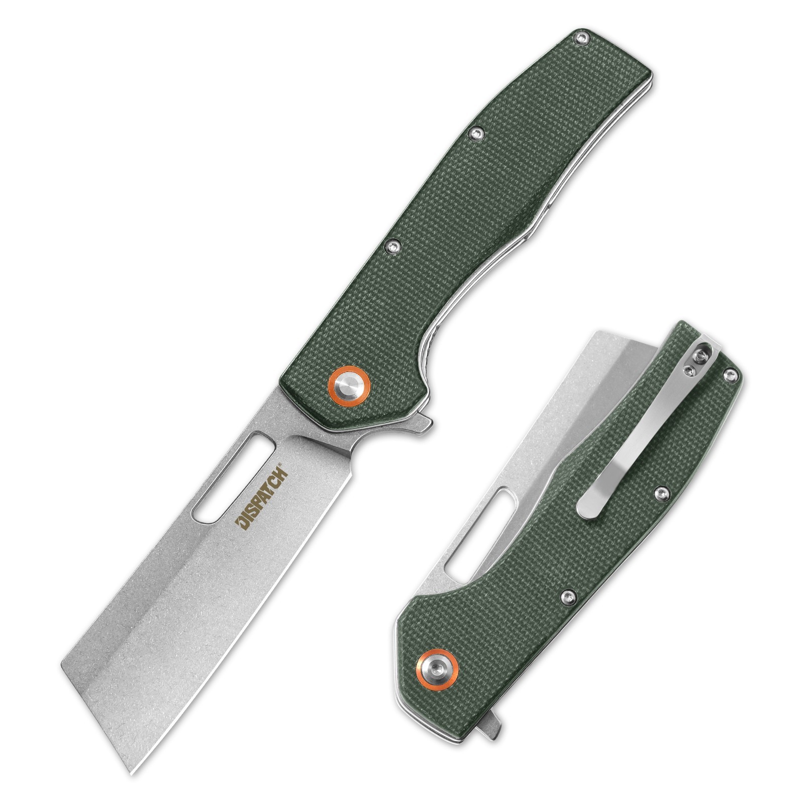 4.8″ Tactical Folding Knife with Pocket Clip, Green Micarta Handle, 8CR Blade