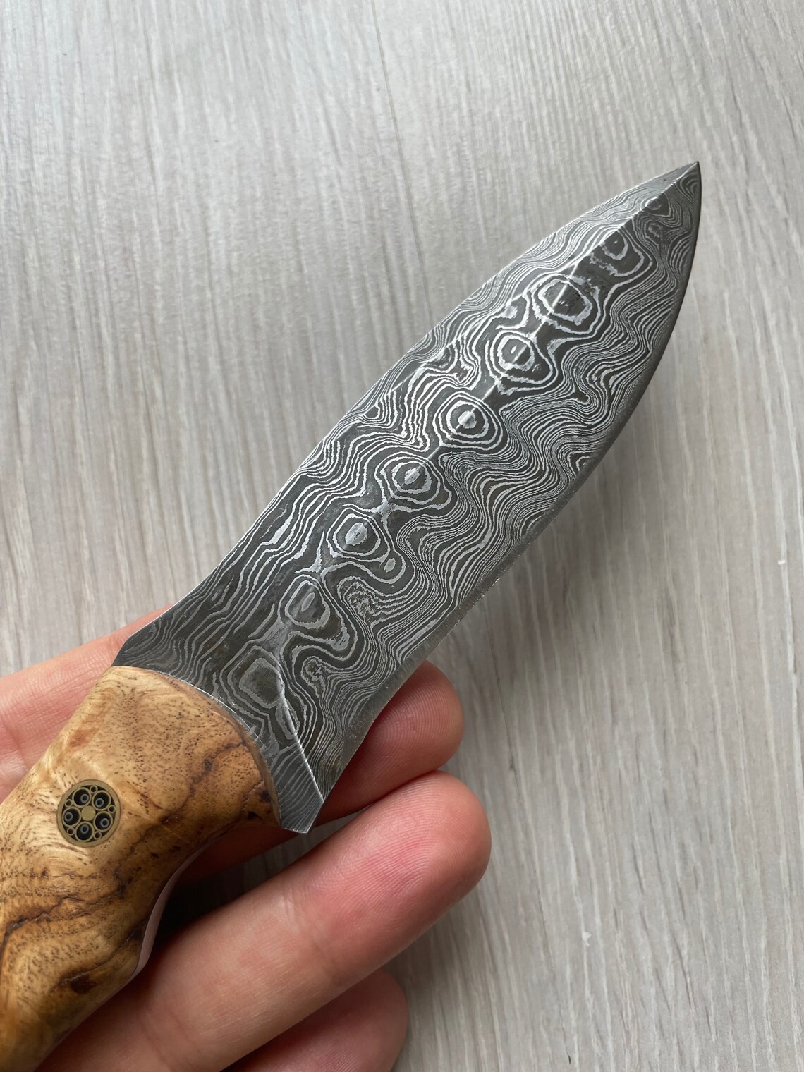 REAL DAMASCUS Outdoor Knife – Olive Wood Handle – 150 Layers – Blacksmith Made