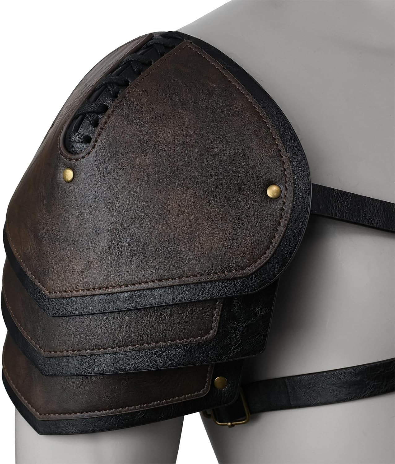Vintage Mercenary Knight Shoulder Armor – Adjustable Faux Leather Pauldron