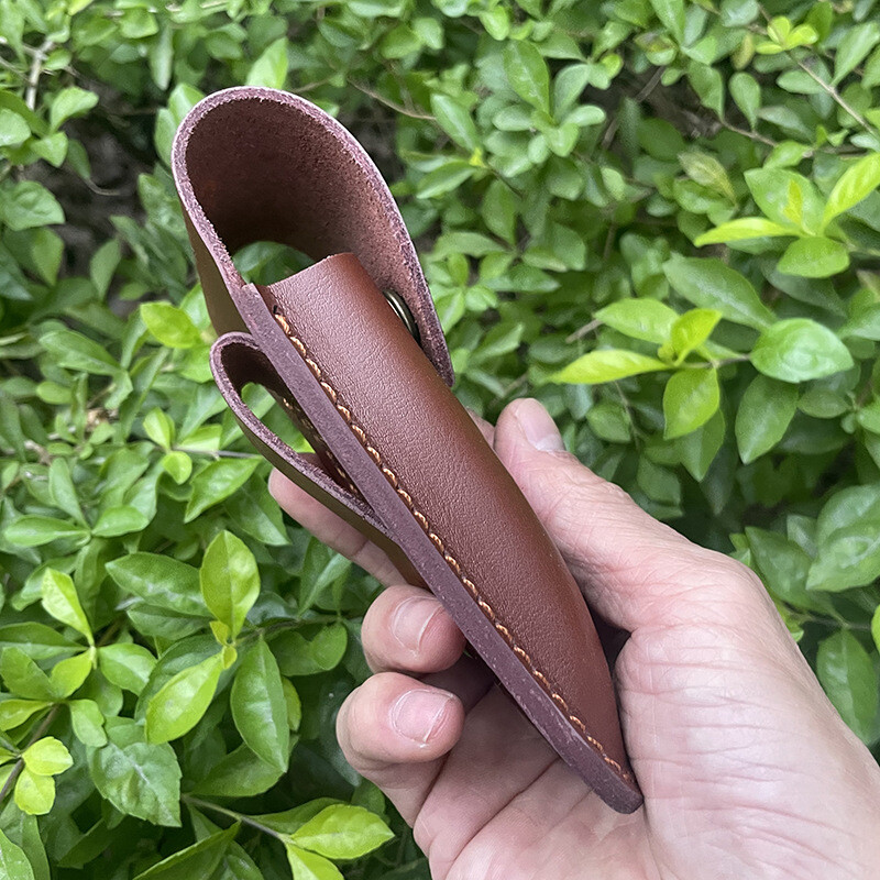 5″ Vintage Dark Brown Leather Sheath for Buck 110 Pocket Folding Knife Pouch