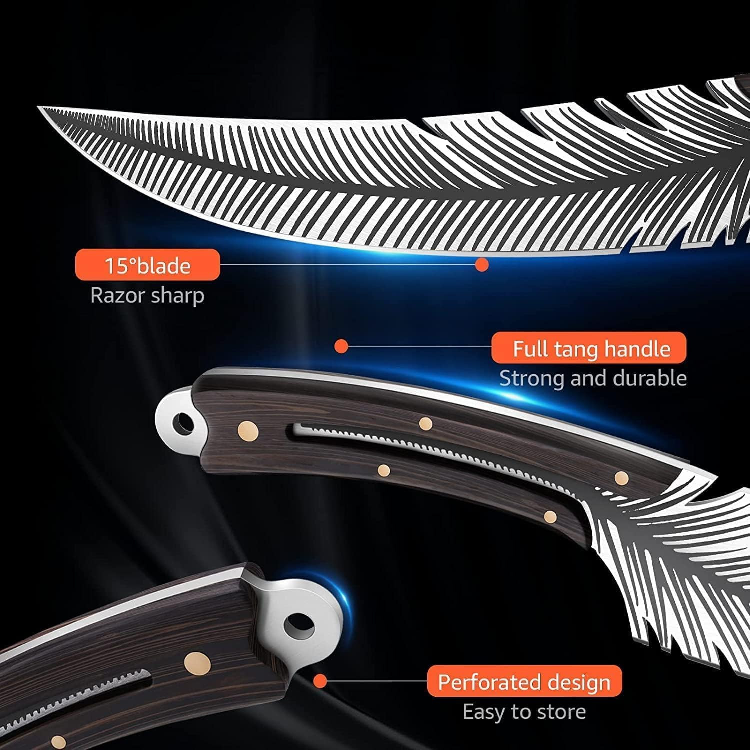 Huusk Japan Knife Feather Knife Hand Forged Viking Knife High Carbon Steel Butch