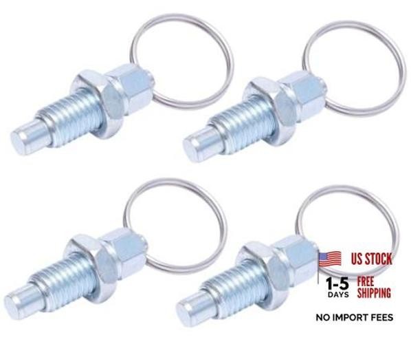 4pcs Carbon Steel Pull Ring Indexing Plunger, Retractable Spring Manual M6