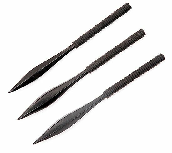 DEFENDER 6″ 3pc Heavy-Duty Steel SPIKE Throwing Knife Set & Wrist Strap Sheath