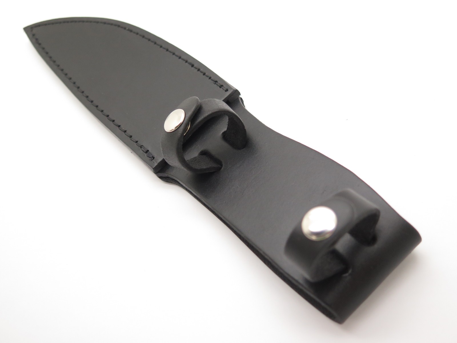 New Black Leather Fixed 5.5″ Blade Hunting Camp Knife Sheath Double Strap