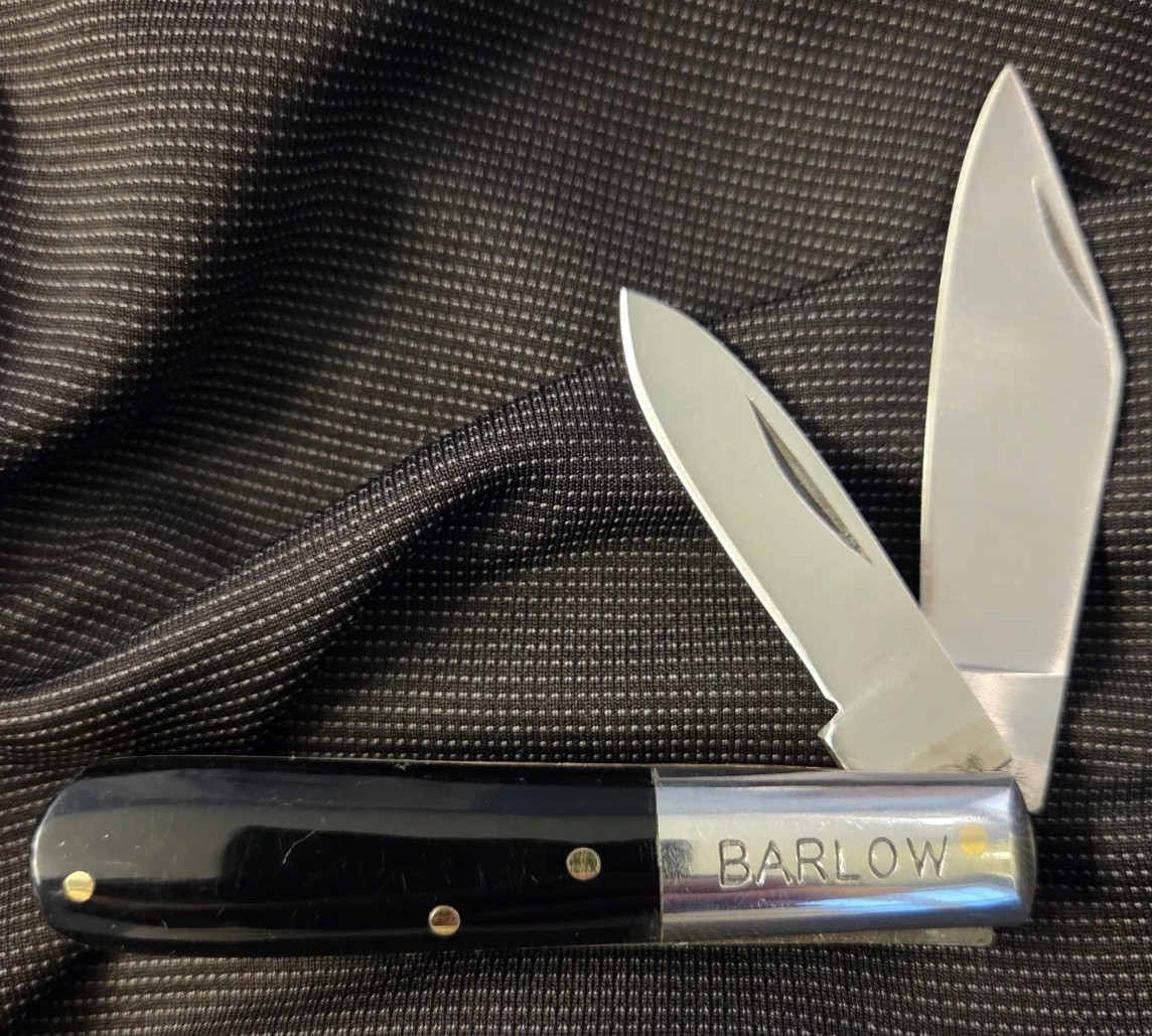 Black and Stainless Steel Classic Barlow Pocket Knife – Free Same Day Shipping!
