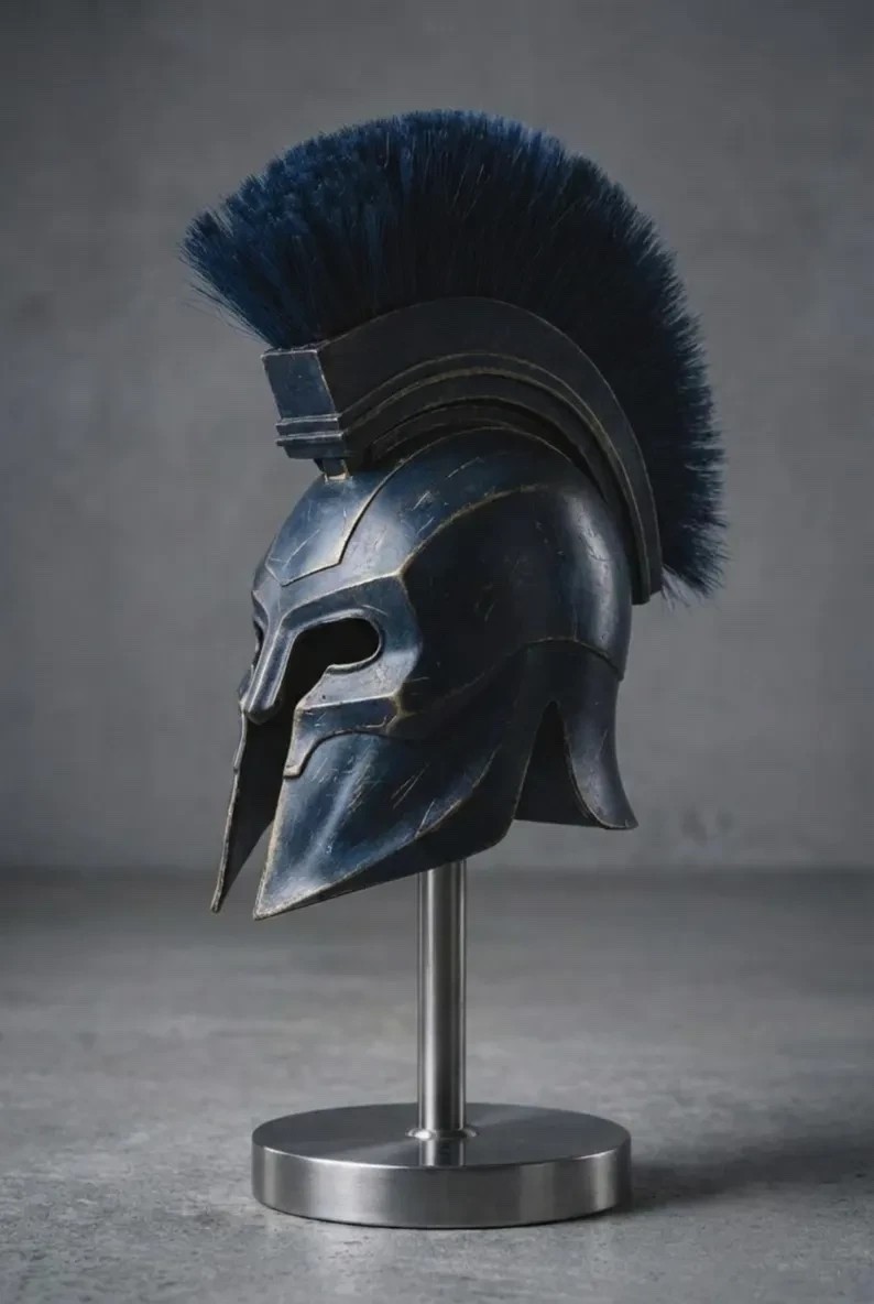 King Agamemnon Greek Warrior Helmet Replica Metal Spartan Trojan Armor Helmet