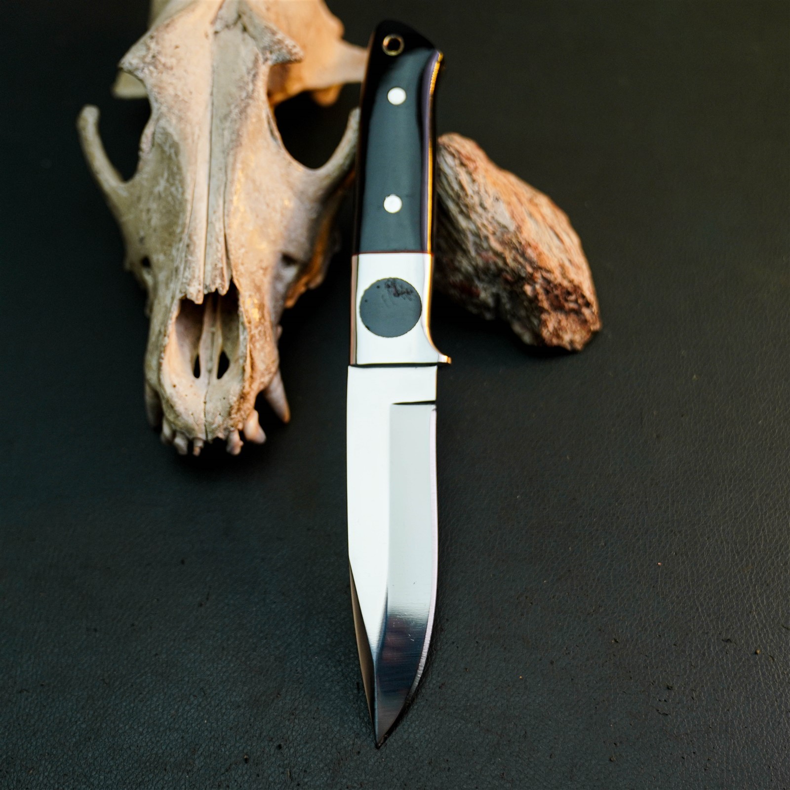 8.7″ Hunting EDC Stainless Knife Handmade Full Tang Resin Handle + Sheath