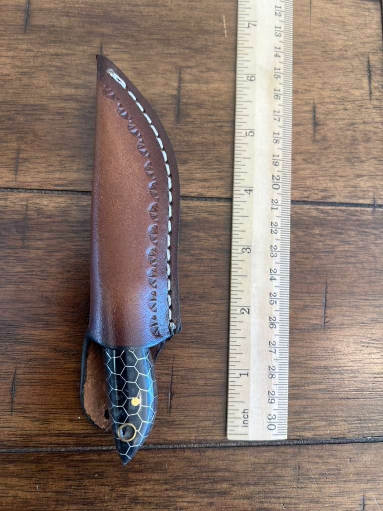 5.5″ CUSTOM EDC HANDMADE DAMASCUS NECK KNIFE W/ HONEYCOMB HANDLE & SHEATH 52.02