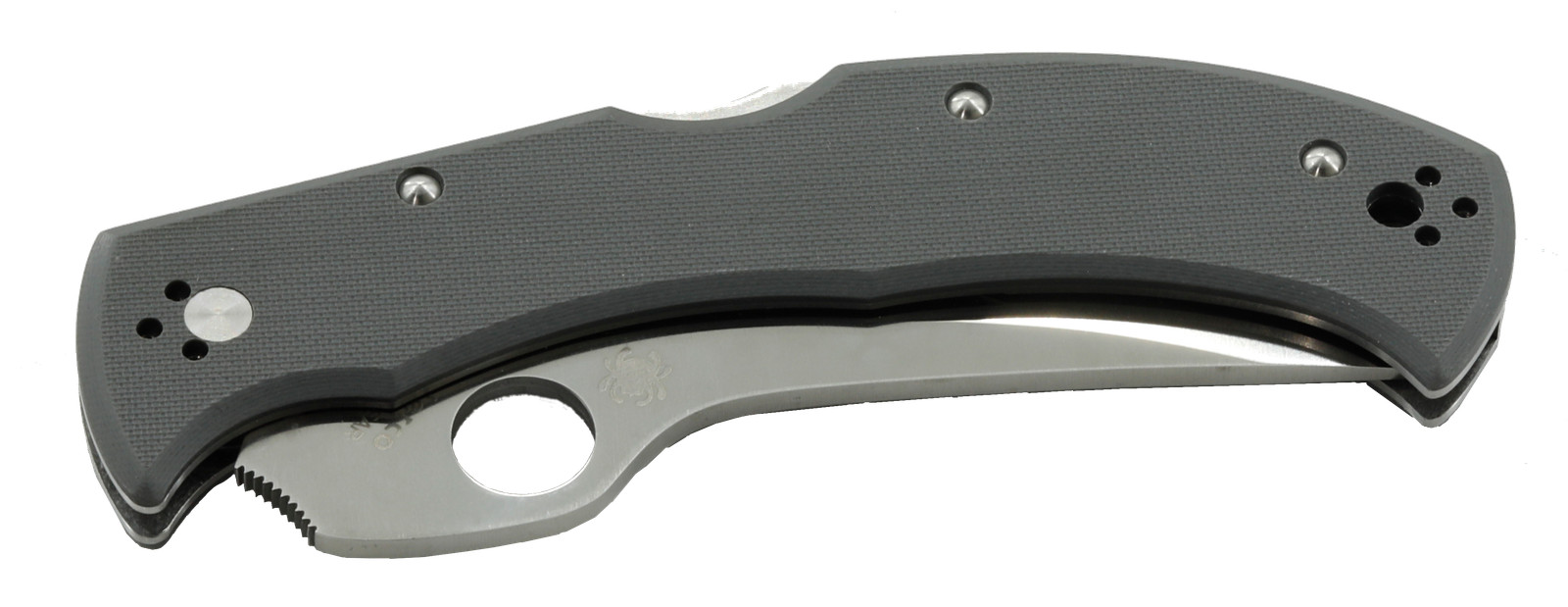 Spyderco Massad Ayoob Gray G-10 CRU-WEAR Sprint Run, Serrated Edge Folding Knife