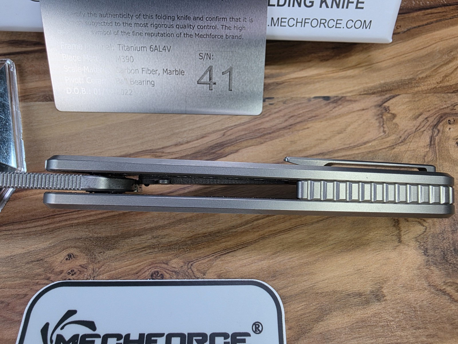Mechforce Knives M1 Titanium/CF Handle & Bohler M390 Blade Folding Knife #41 NIB