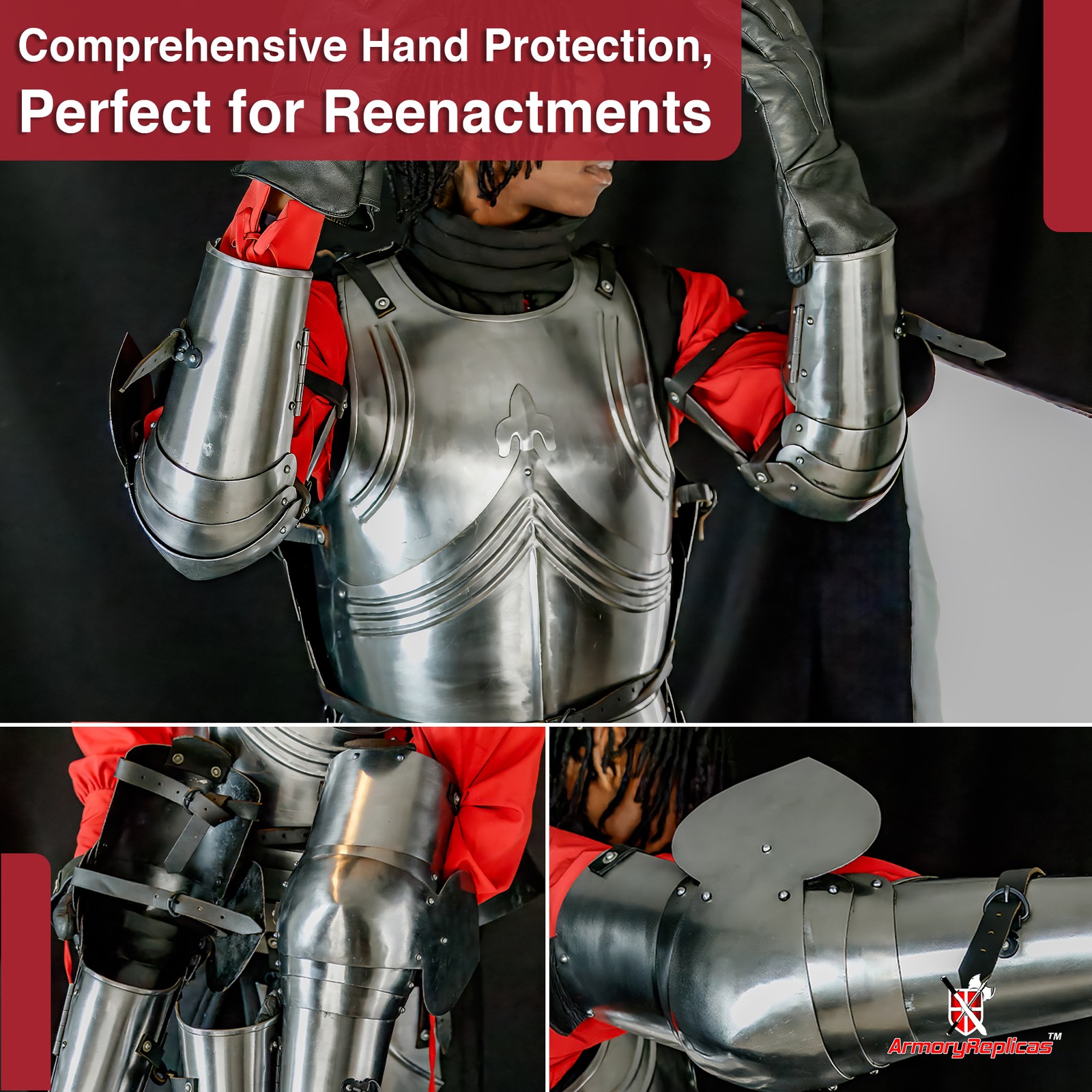 Medieval 15th Century Italian Arm Armor Set 16 Gauge Steel Combat Reenactment