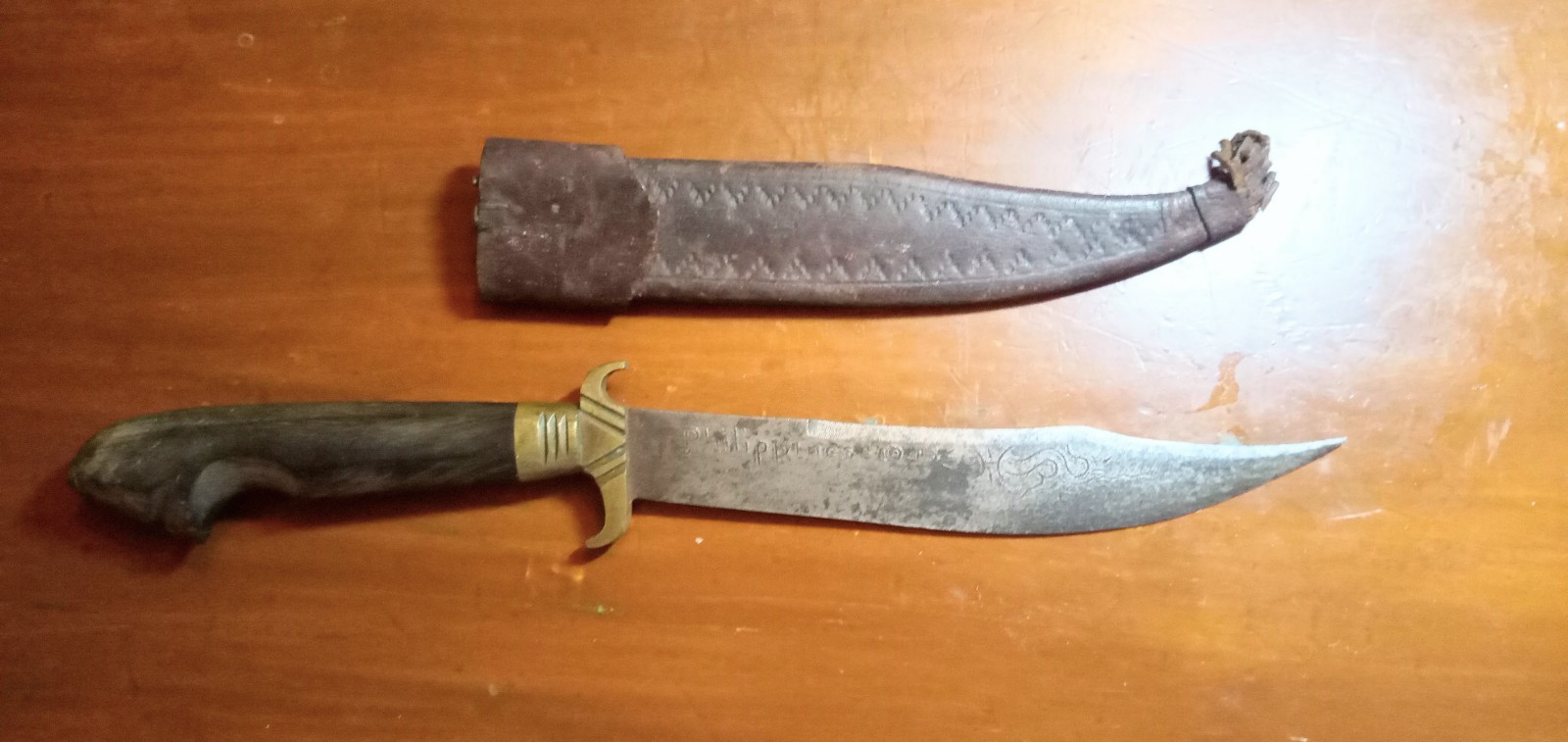 World War II Bring Back Knife From The Philippines. With Mixed Paper Money