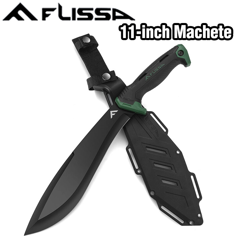 Flissa 11» Machete Stainless Steel Tactical Survival Machete Knife w/Sheath NEW