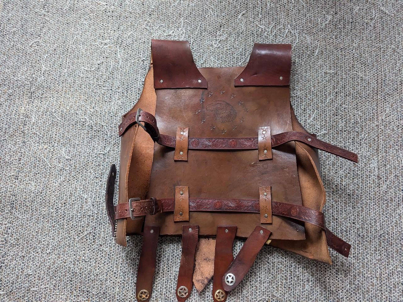vintage HANDCRAFTED leather armor GLADIATOR spartan roman GREEK tooled XL