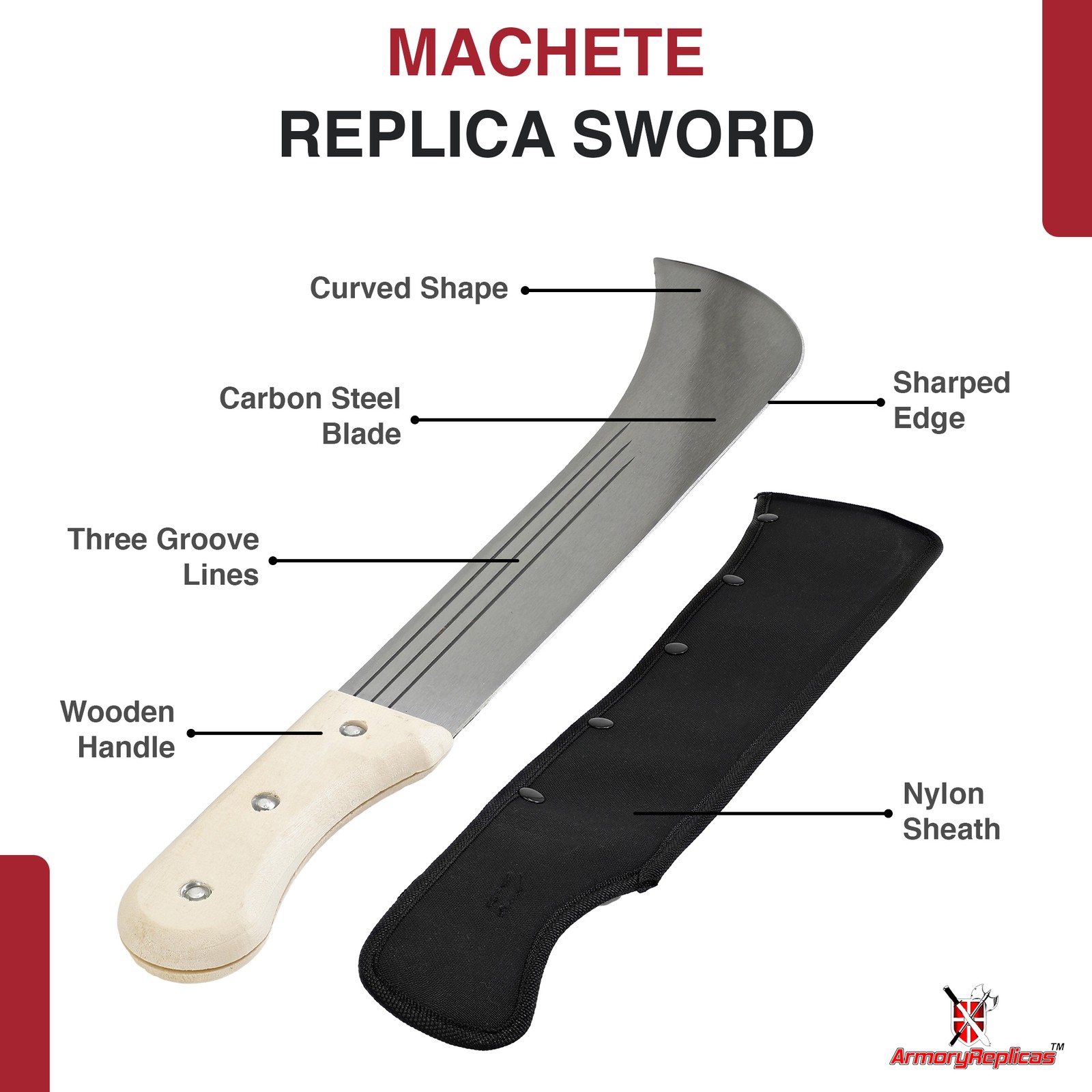 HUNTING SURVIVAL FULL TANG MACHETE KNIFE CARIBBEAN PANGA CARBON STEEL CAMPING
