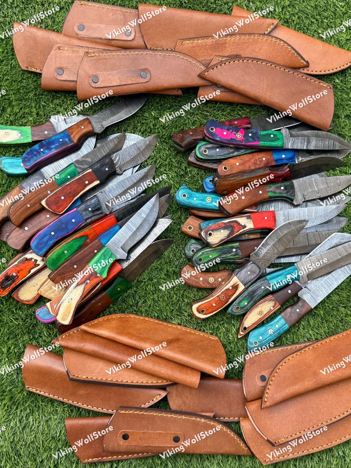Lot of 20 Custom Handmade Damascus Steel 8″ Full Tang Skinner Hunting Knifes US.