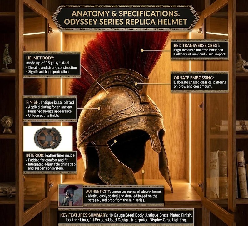New Odysseus Ancient Greek Spartan Helmet with Red Crest Halloween LARP Costumes