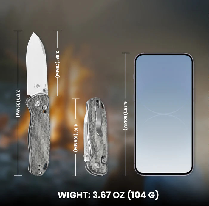 Kizer Drop Bear EDC Pocket Knife 154CM Steel Green Micarta Handle V3619C4
