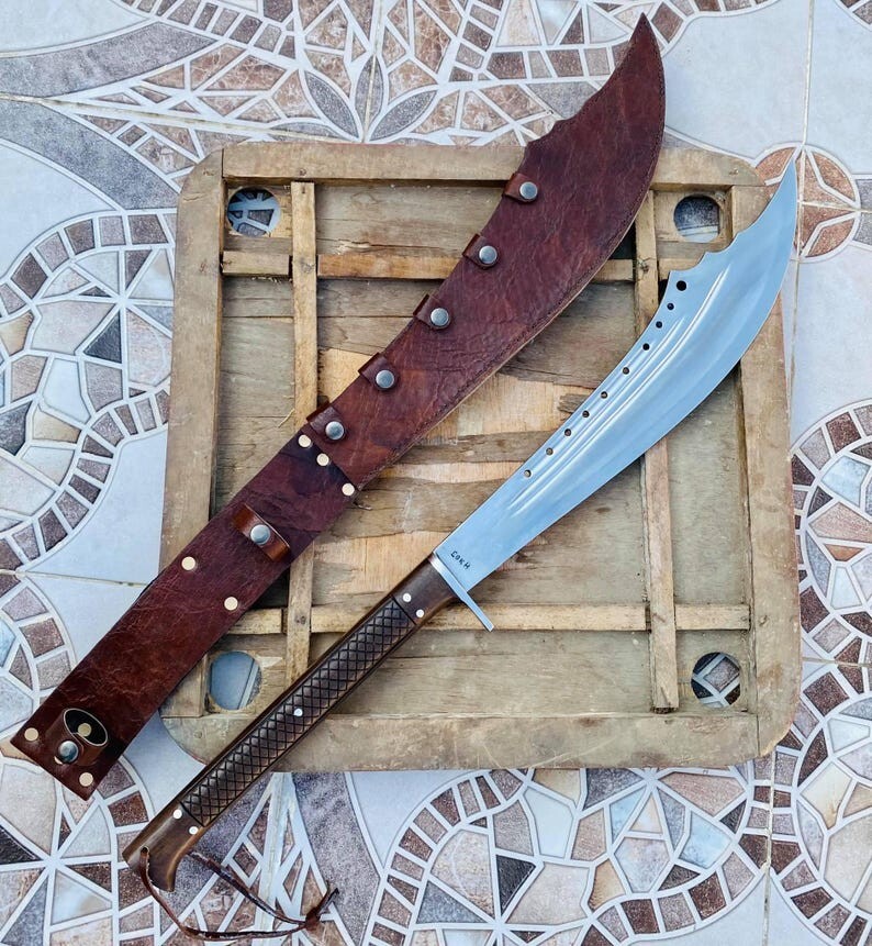 Custom Handmade Carbon Steel Blade Tactical Machete Sword| Hunting Sword Camping