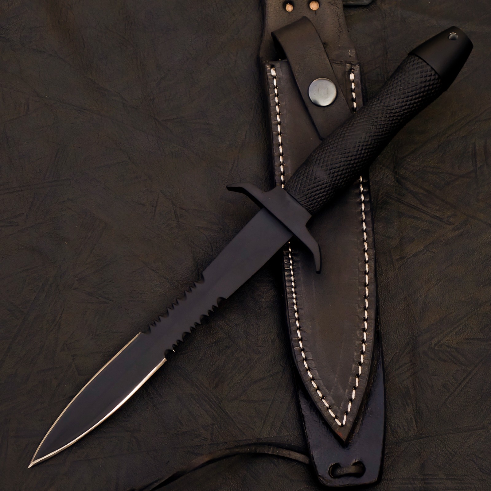 Hand Made Gerber MK-II Dagger REPLICA In 12C27 Steel w/checkered Aluminum Handle