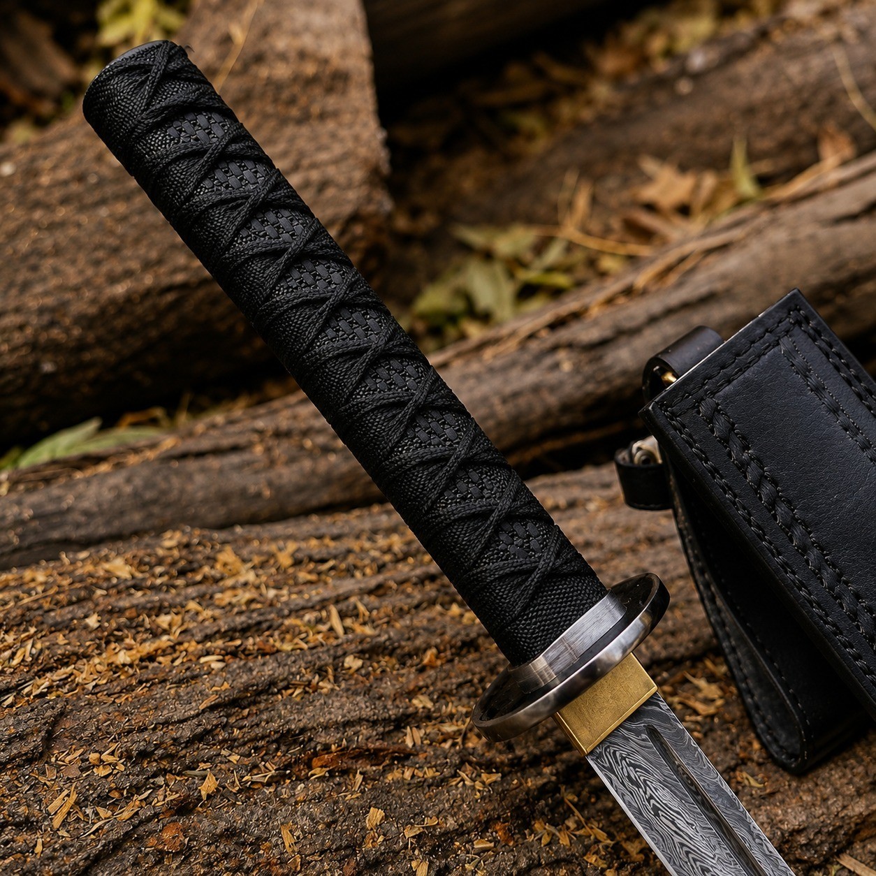 HANDMADE JAPANESE SAMURAI KATANA SWORD DAMASCUS FOLDED STEEL SHARP FULL TANG