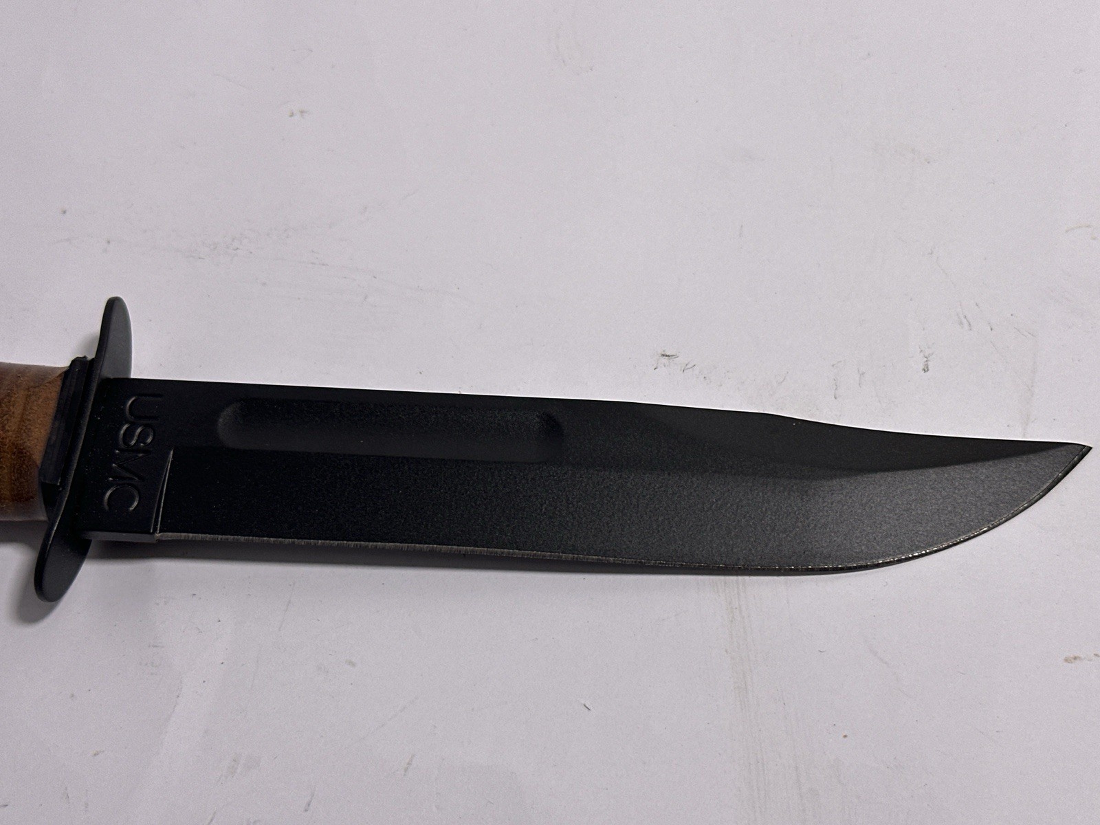 Ka-Bar USMC Fighting Utility Knife 1217 Olean NY 7” Blade Leather Sheath EXC