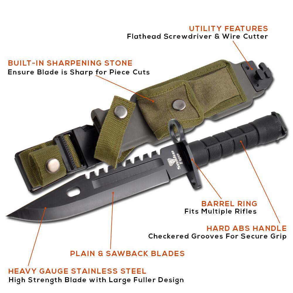 12″ Bayonet US Military Tactical Survival Hunting Knife Fixed Blade