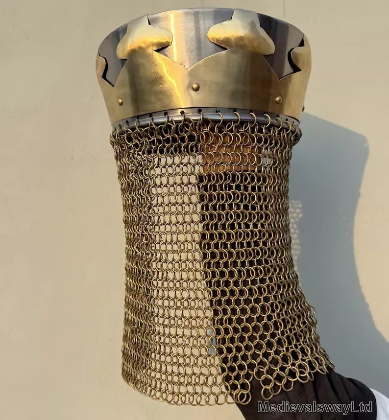 Monty Python King Arthur Helmet, Armor Helmet with Av Entail, Chain Mail Helmet