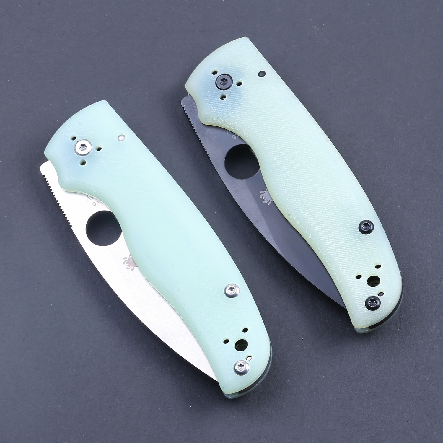 Tactical Pocket Folding Knife Clip Jade G10 Handle Silver color Plain Blade New
