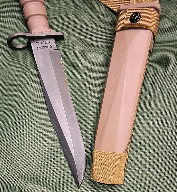 Vintage OKC3S OKC-3S Knife USMC Marine Corps Bayont Ontario Knife Co & Scabbard