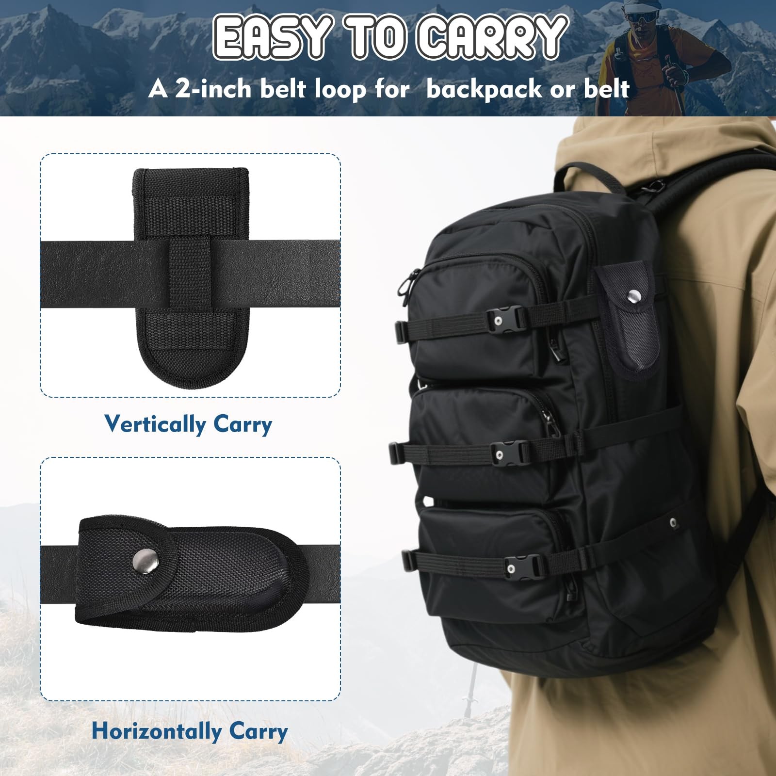Nylon Pocket Knife Sheath, 5″-5.5″ Portable Knife Holder for Belt, Horizontal/Ve