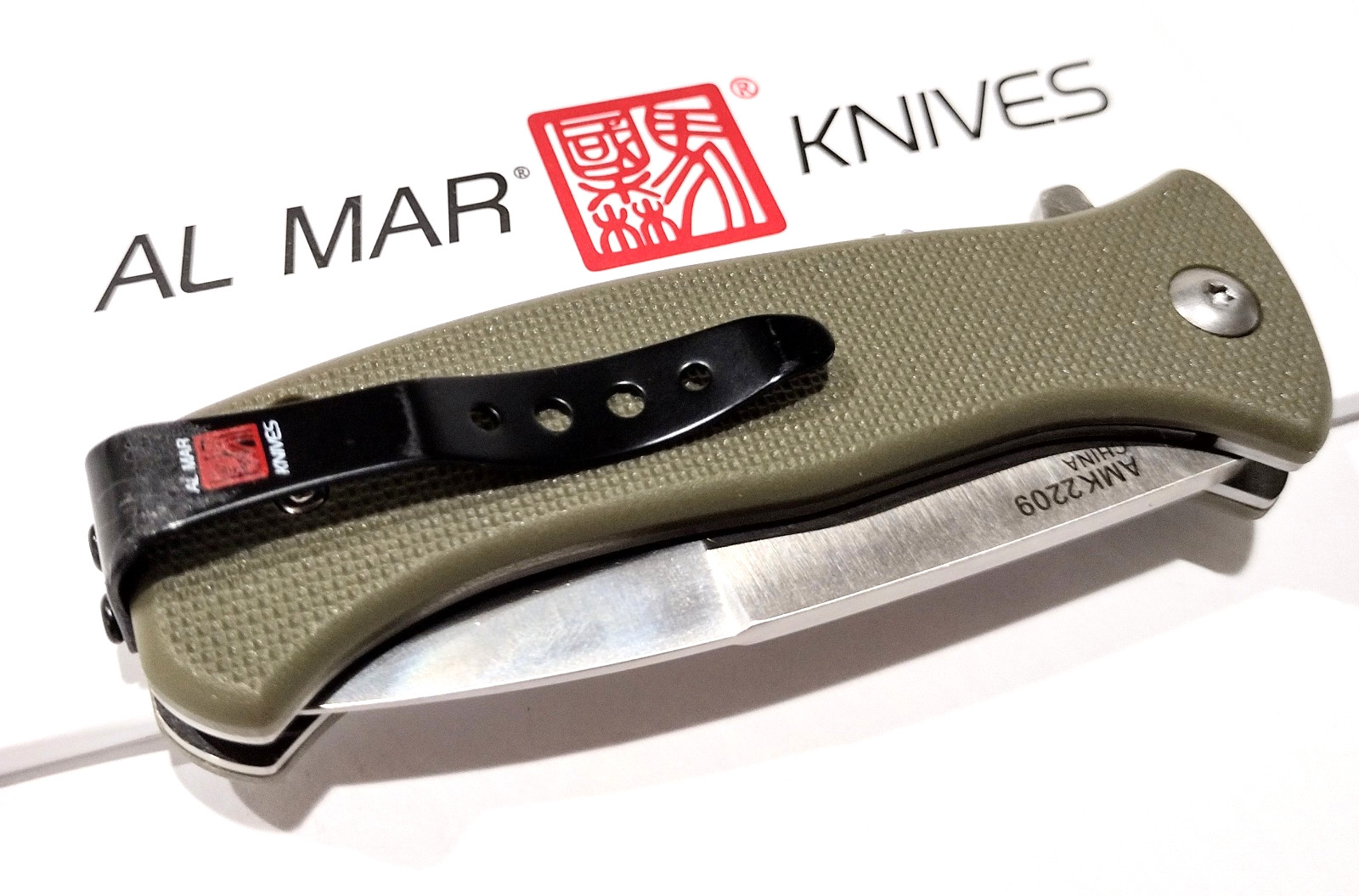 AL MAR 2020 Military OD Green Serrated Spring Open Assisted Combat Pocket Knife