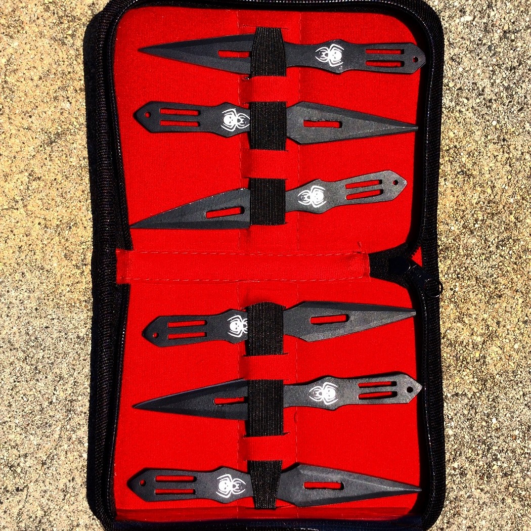 Defender Set Of 6 Black 5.5″» Throwing Knives With Carrying Case