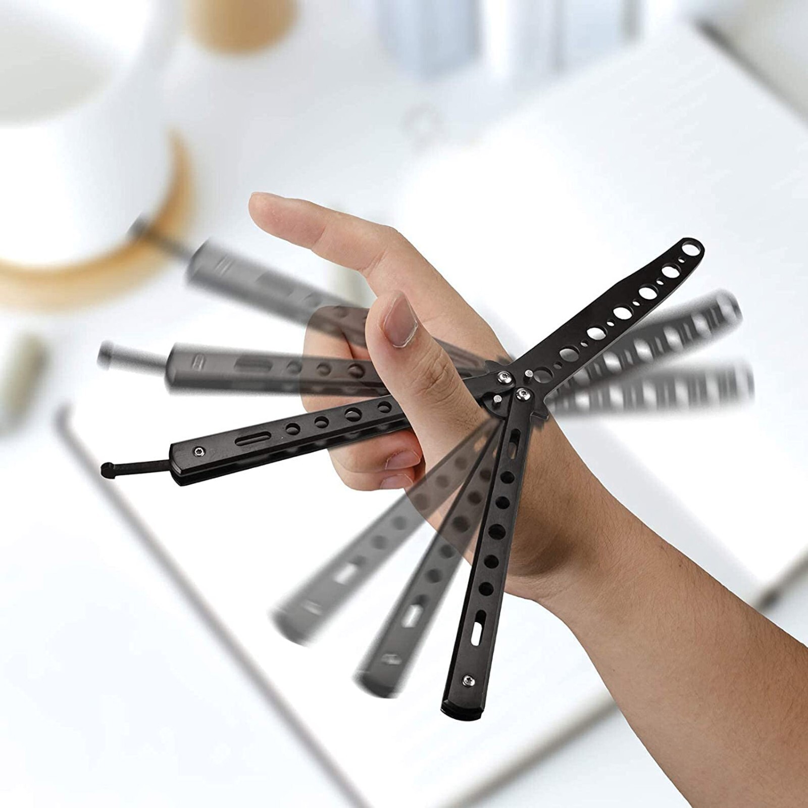 Butterfly Trainer Training Dull Knife Tool Black Silver Metal Practice