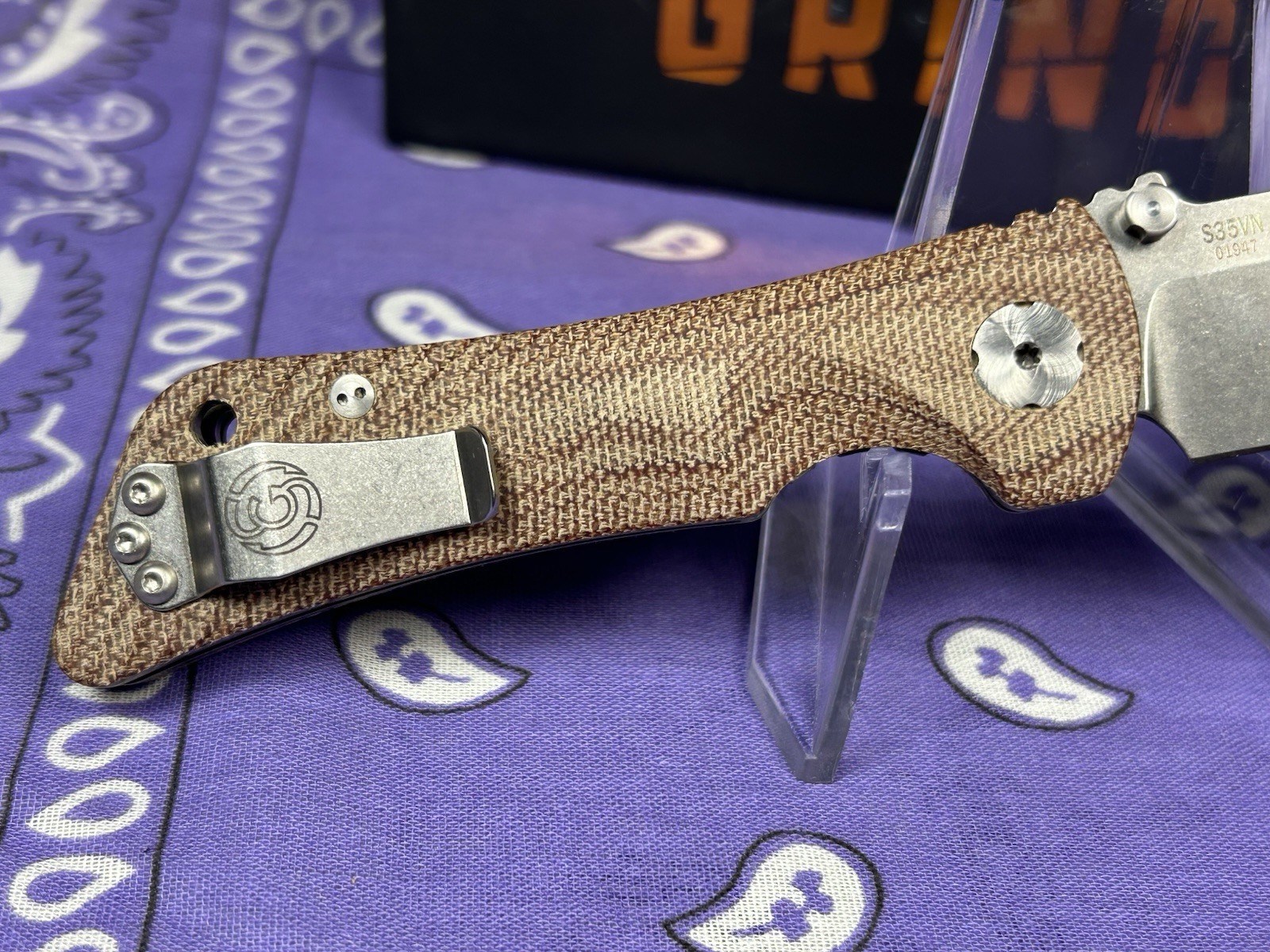 🔥 New Southern Grind Spider Monkey Natural Micarta Handle Titanium Liners S35VN