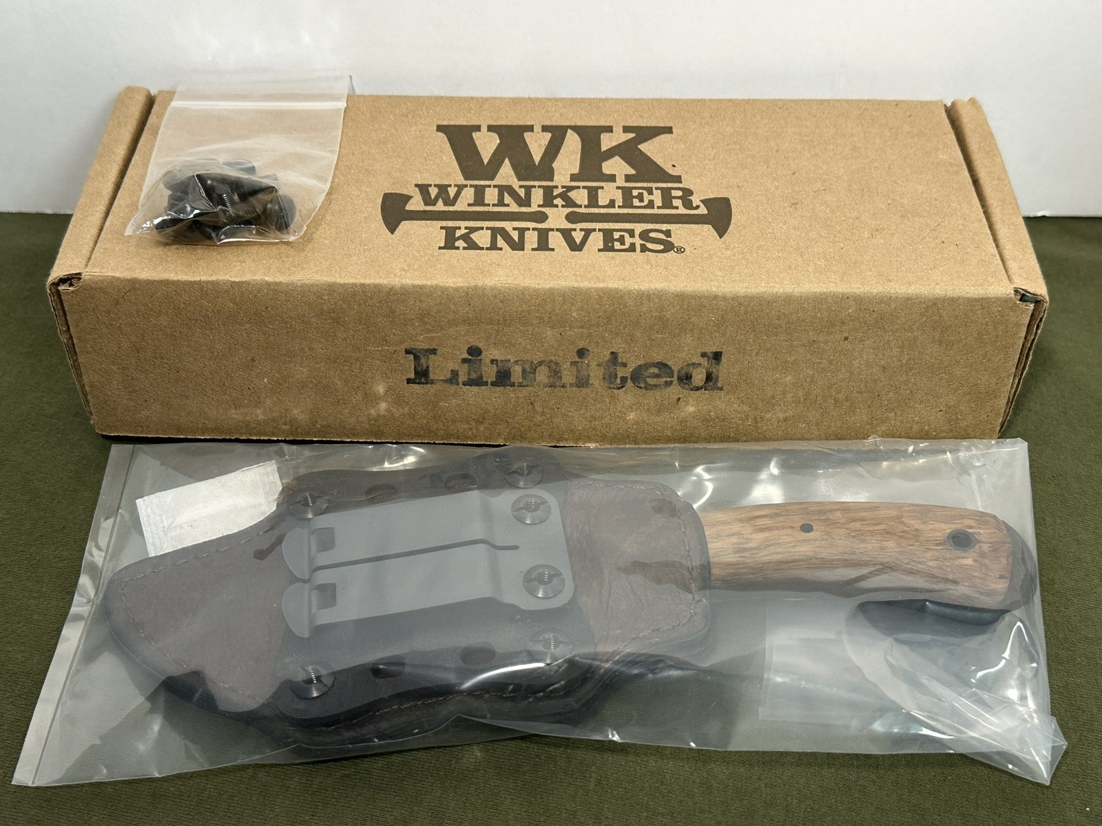 Winkler Knives Limited Edition Blue Ridge Crusher Knife with White Oak Scales
