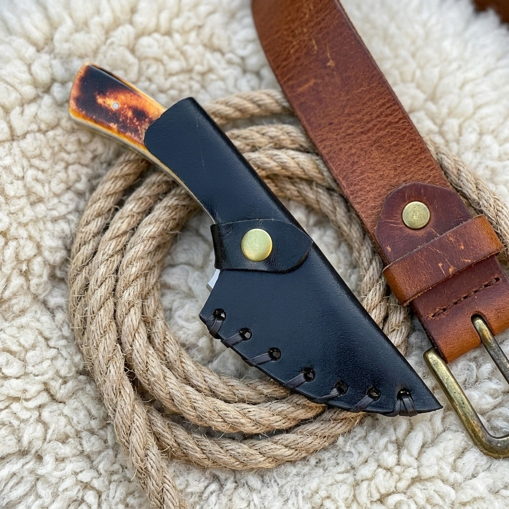 7inch Skinner Hunting Knife with Sheath, Forged Blade EDC Bone Handle
