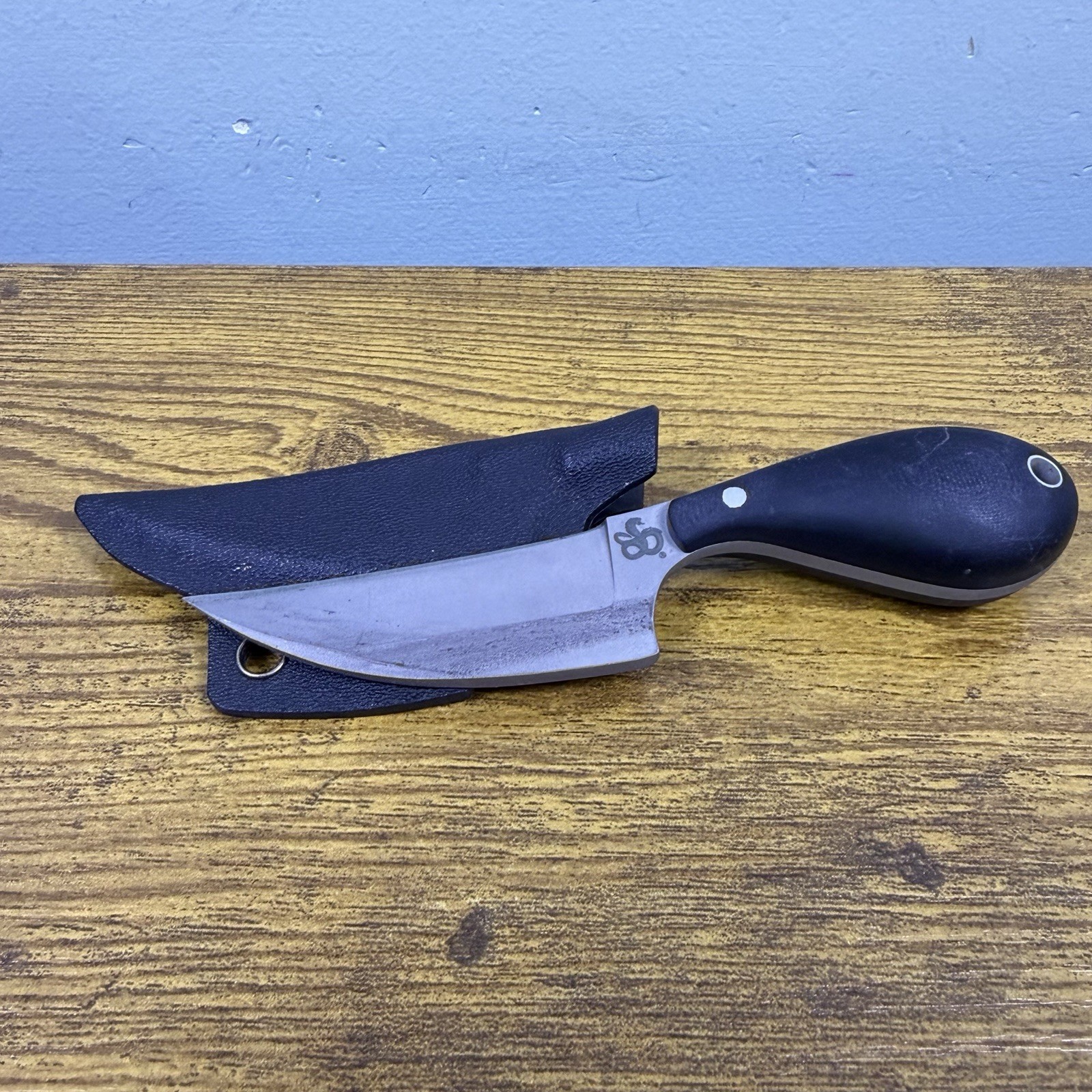 Shivworks Clinch Pick Fix Blade Knife & Sheath 5” Black Full Tang Reverse Edge
