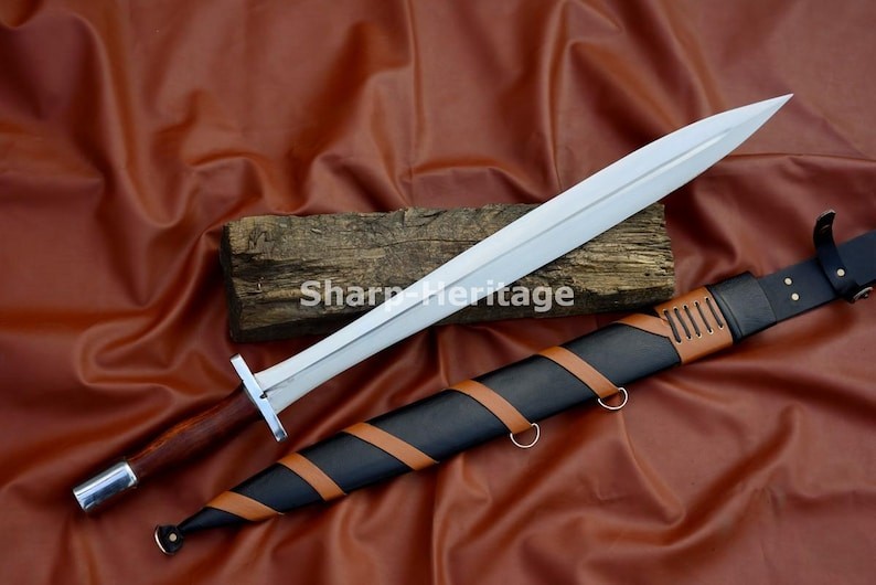 Xiphos Sword – 24 Inch Hand Forged Carbon Steel Greek Leaf Blade with Full Tang