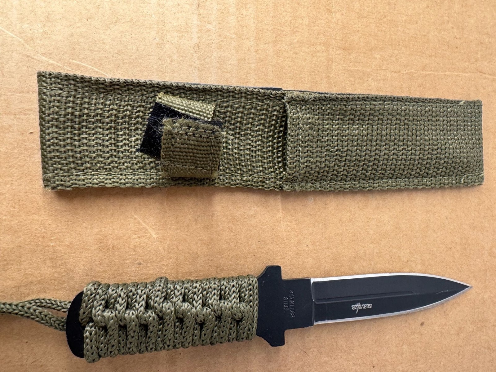 Survivor Fixed Blade Tactical Knife with Cord Wrapped Handle and Sheath