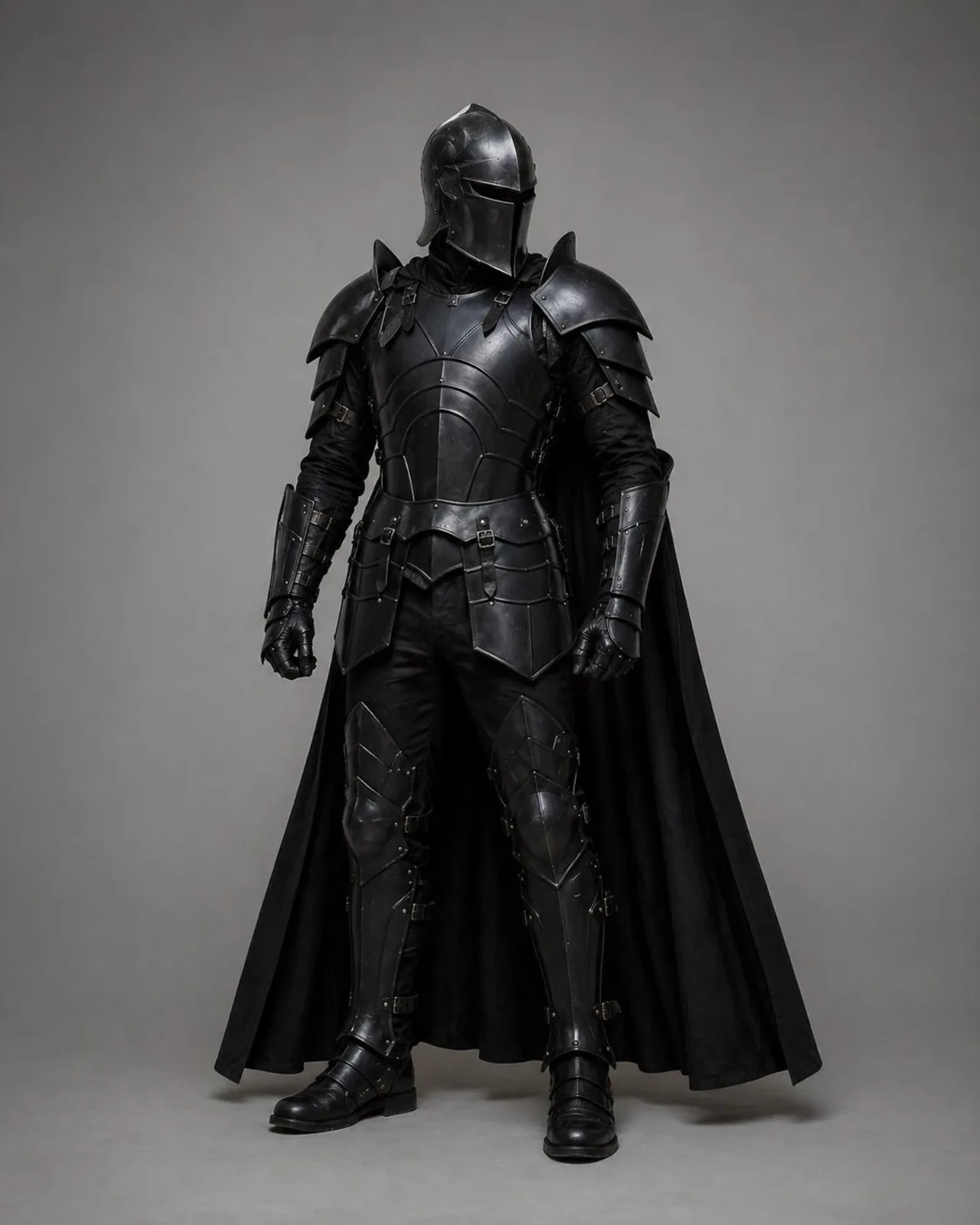 Black Knight Armor Set with Helmet Medieval Full Body Armor Costume LARP Cosplay