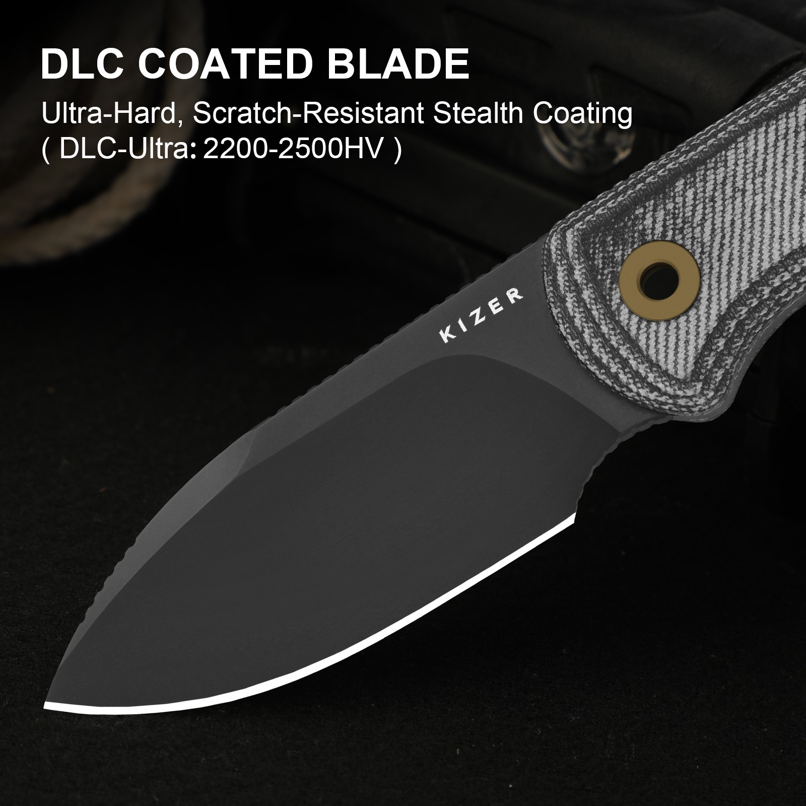 Kizer Drop Bear Fix Drop Point Fixed Knife S45VN Blade Micarta Handle + Sheath