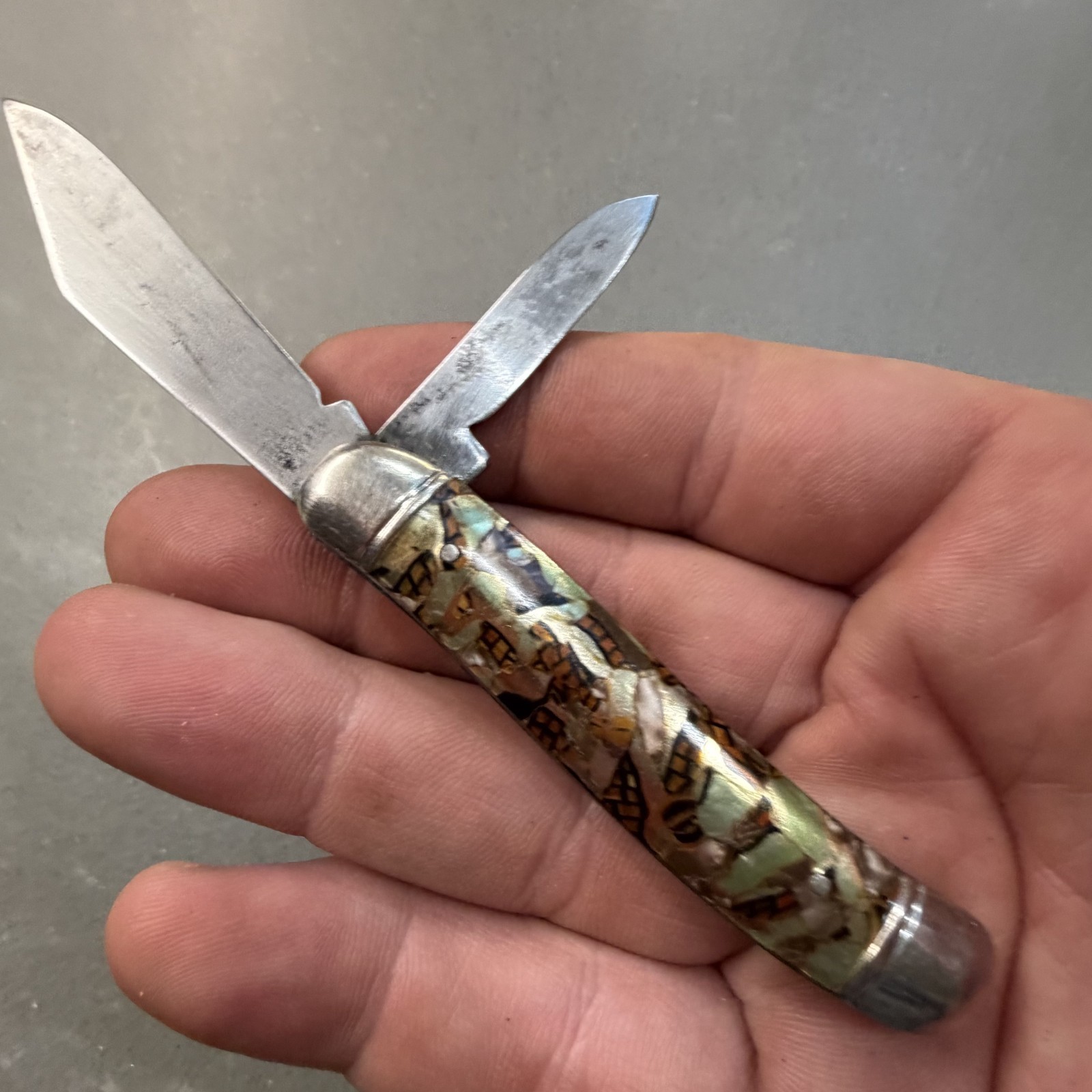 Vintage Imperial Prov RI USA Pocket Knife Shell Handle 2 Blade Jack